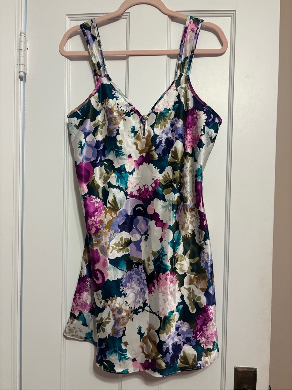 Womens size medium vintage Floral Satin Slip Dress adonna